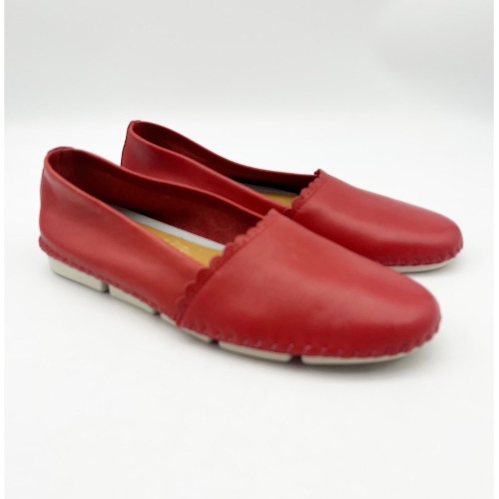 SAYDO Shoes - Red Leather Floral Stitched